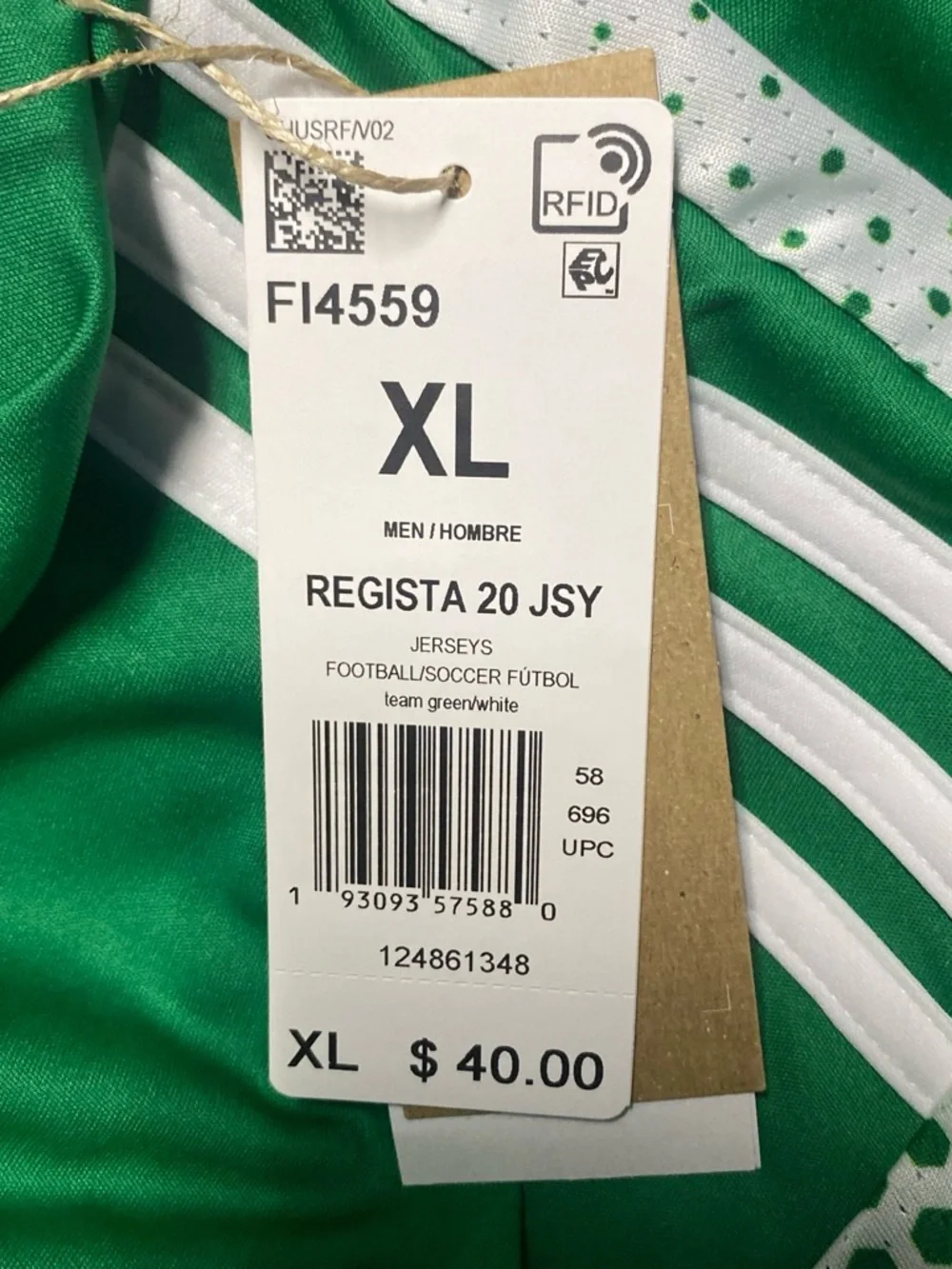 Adidas Regista 20 Soccer Jersey NWT Men’s XL Green White SS Aeroready FI4559
